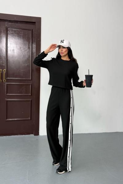 Çıtçıtlı eşofman takımı  Siyah