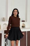 Piliseli şortlu etek Siyah