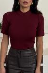 Balikçı kısa kol triko Bordo