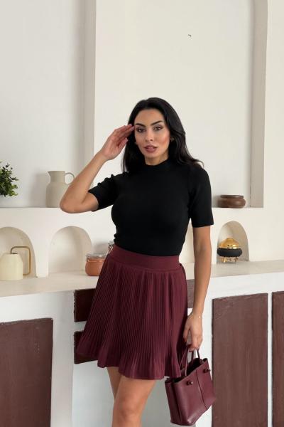 Balıkçı yaka kısa kol triko Siyah