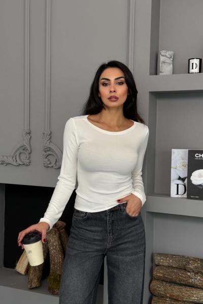 Kayık yaka bady Ekru